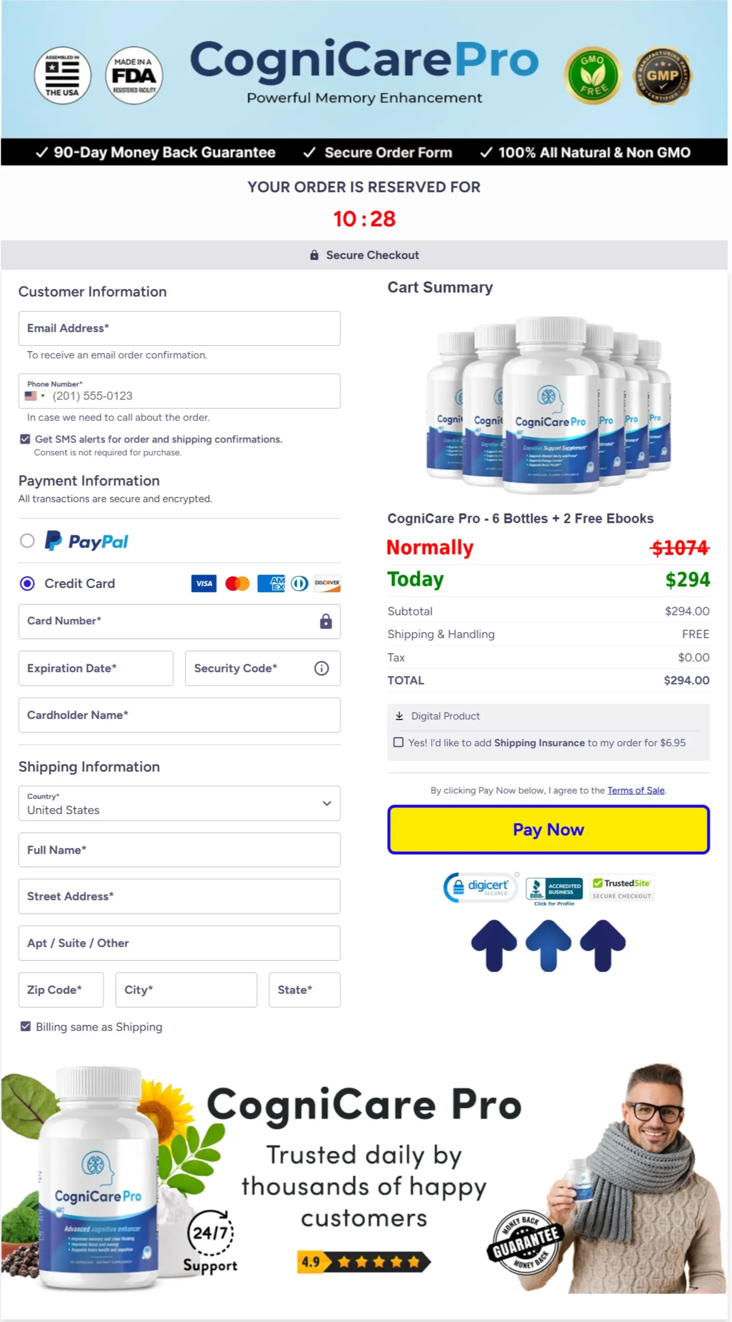 CogniCare Pro checkout page